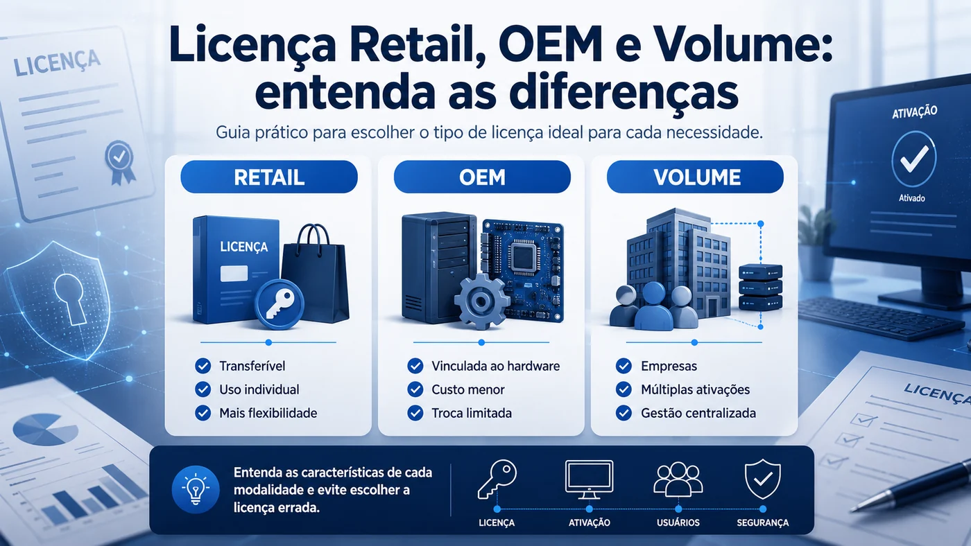 Licença Retail, OEM e Volume: entenda as diferenças